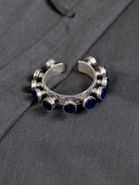 

creyons by mansi Women Silver-Toned & Blue Oxidised Cuff Bracelet
