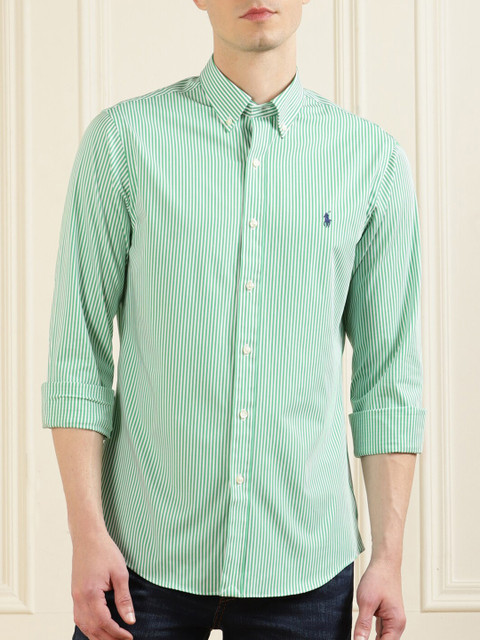 

Polo Ralph Lauren Men Green Micro Checks Checked Casual Shirt