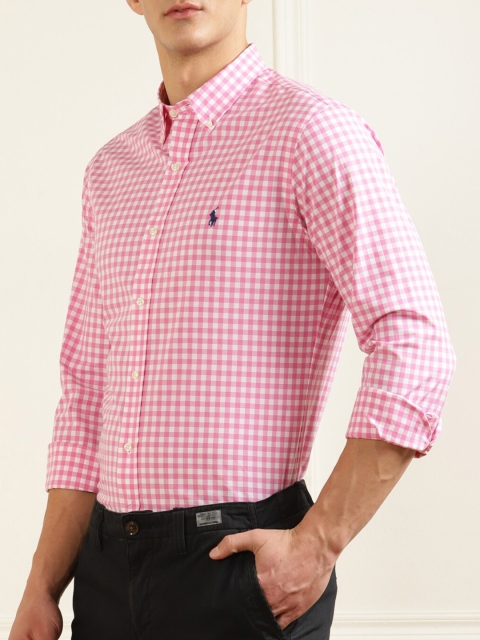 

Polo Ralph Lauren Men Pink Gingham Checks Checked Casual Shirt