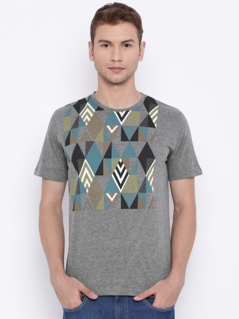 

Slub Men Grey Melange Printed T-shirt