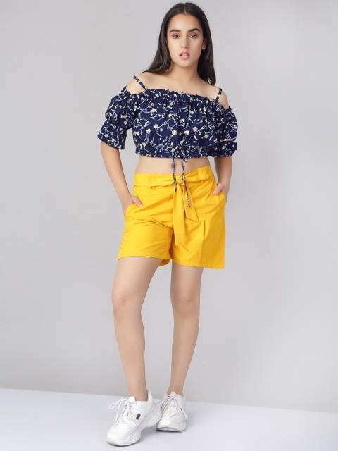 

Naughty Ninos Girls Navy Blue & Yellow Printed Top with Shorts