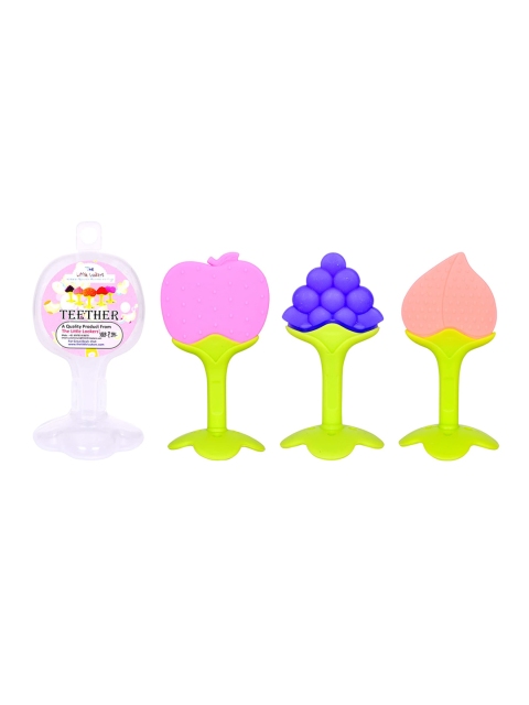 

The Little Lookers Infant Kids Set of 3 Silicone BPA Free Teether, Red