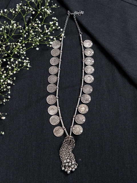 

creyons by mansi Silver-Toned Afghani Coin Necklace