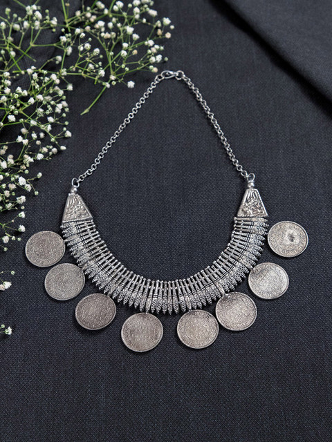 

creyons by mansi Silver-Toned Coin Necklace