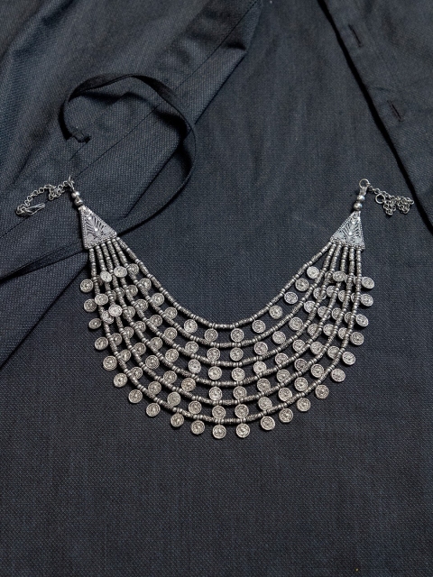 

creyons by mansi Silver-Toned Layered Coin Necklace