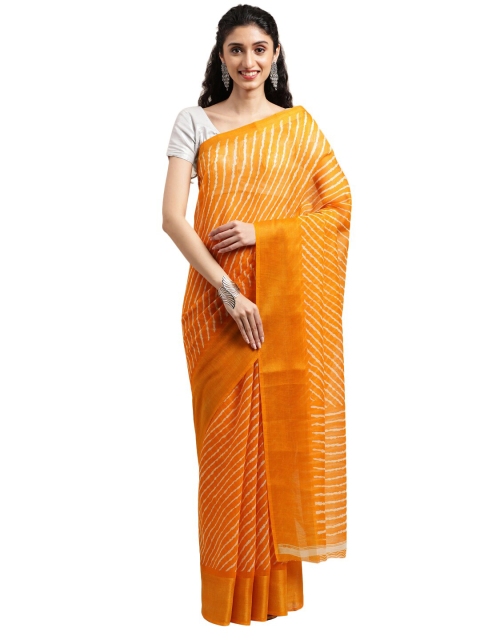 

Pavechas Yellow & White Leheriya Zari Jute Cotton Bhagalpuri Saree