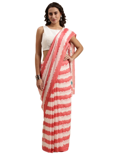 

Pavechas White & Red Striped Zari Bhagalpuri Saree