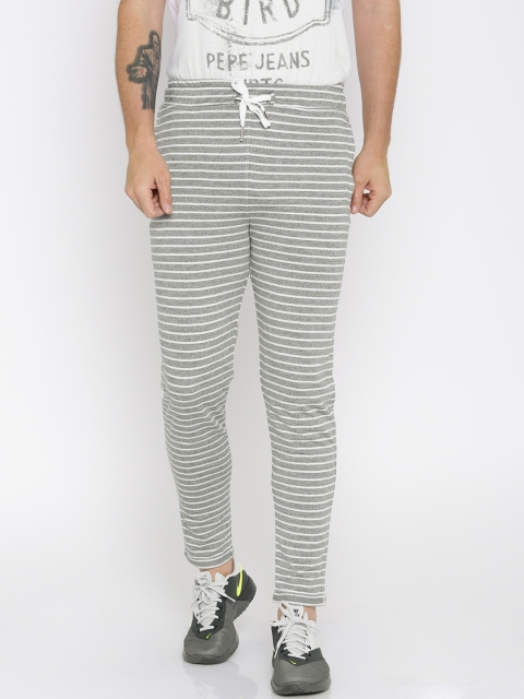 

Sports52 wear Grey Melange & White Striped Track Pants