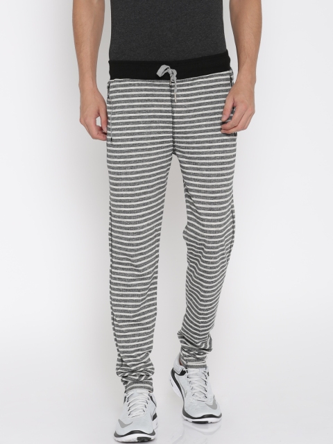 

Sports52 wear Black & Grey Melange Striped Track Pants