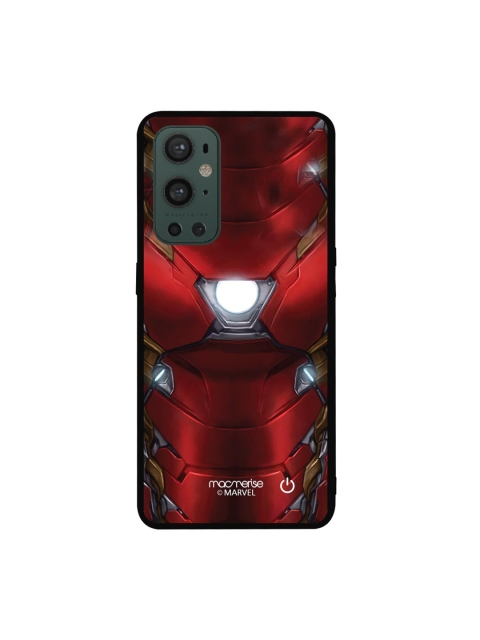 

macmerise Red & Black Suit up Ironman Printed OnePlus 9 Pro Lumous LED Mobile case
