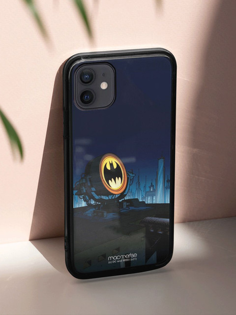 

macmerise Navy-Blue & Yellow Printed Light up Bat iPhone 12 Lumous LED Back