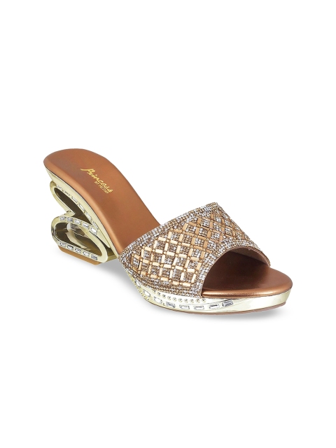 

Metro Gold-Toned Embellished Ethnic Block Sandals