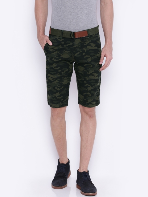 

Sports52 wear Men Olive Printed Chino Shorts