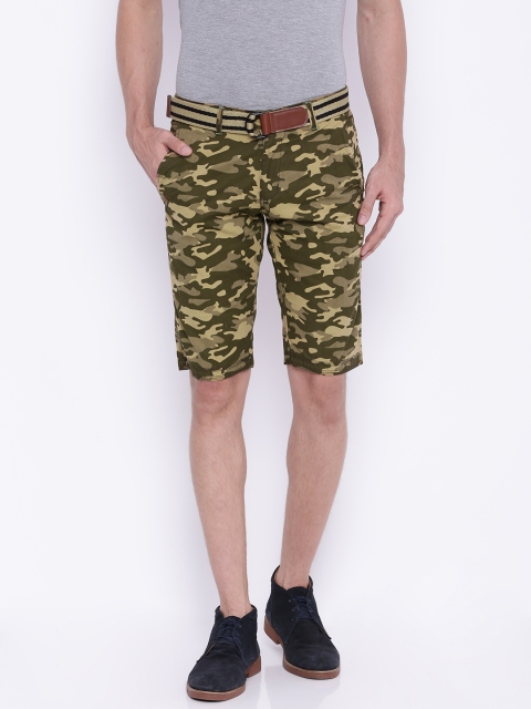 

Sports52 wear Men Olive Printed Chino Shorts