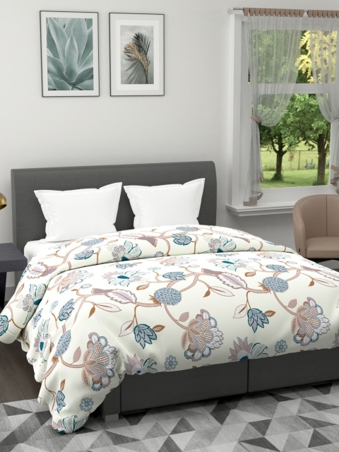 

BIANCA Off White & Blue Floral Microfiber AC Room 120 GSM Double Bed Comforter