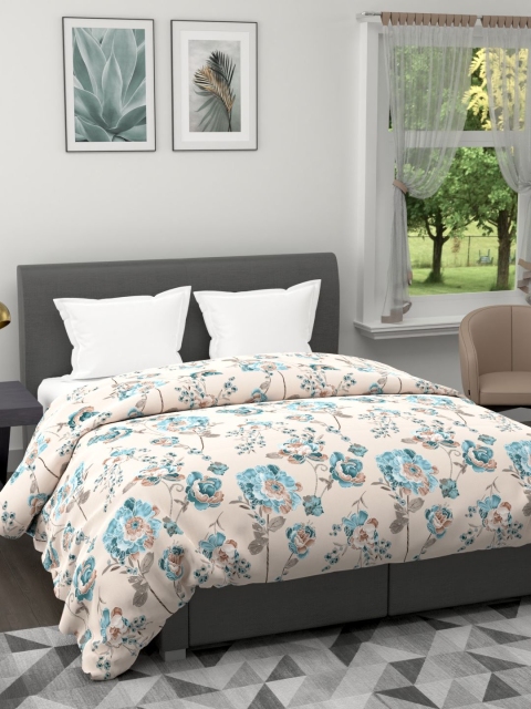 

BIANCA Off White & Blue Floral Microfiber AC Room 120 GSM Double Bed Comforter