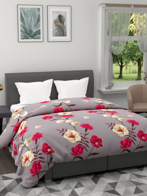 

BIANCA Grey & Fuchsia Floral Microfiber AC Room 120 GSM Double Bed Comforter