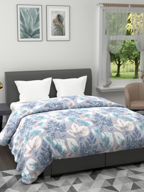 

BIANCA Grey & Blue Floral Microfiber AC Room 120 GSM Double Bed Comforter
