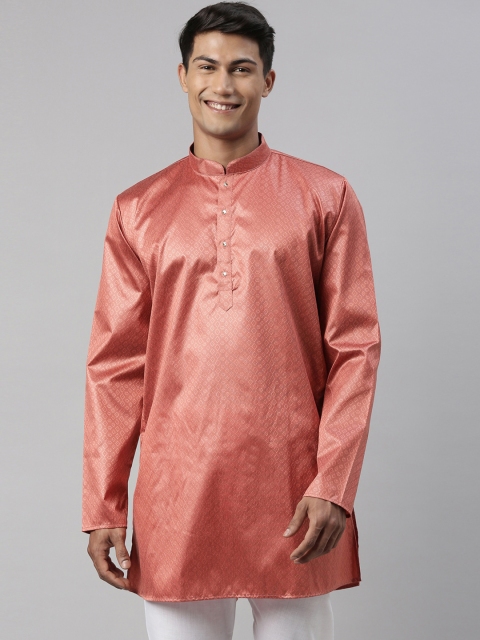 

TATTVA Men Peach-Coloured Flared Sleeves Thread Work Kurta
