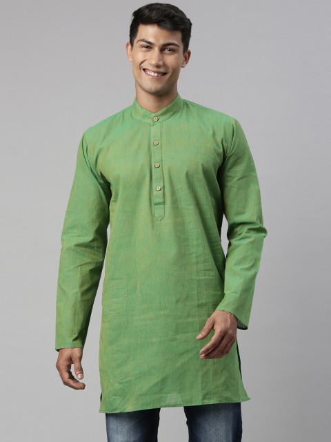 

TATTVA Men Green Flared Sleeves Thread Work Kurta