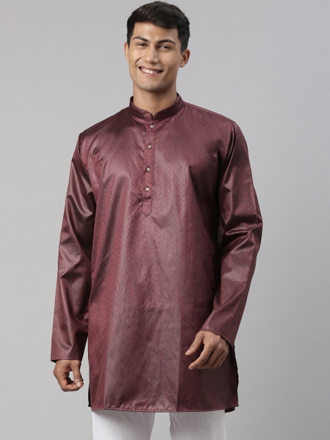 

TATTVA Men Burgundy Thread Work Kurta