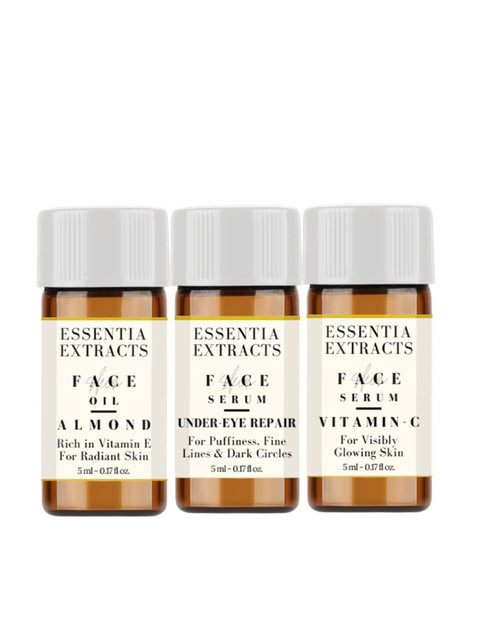 

ESSENTIA EXTRACTS Set of Almond Oil + Under Eye Repair Serum + Vitamin C Serum - 5 ml Each, Brown