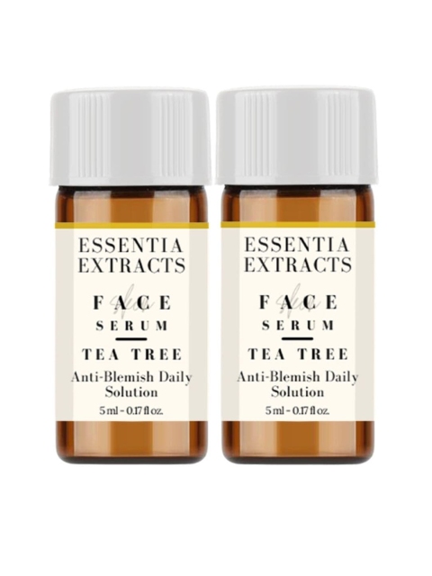 

ESSENTIA EXTRACTS Set of 2 Tea Tree Anti-Blemish Daily Solution Face Serums - 5 ml Each, Off white