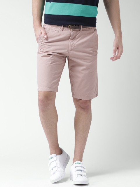 

Celio Men Dusty Pink Solid Chino Shorts