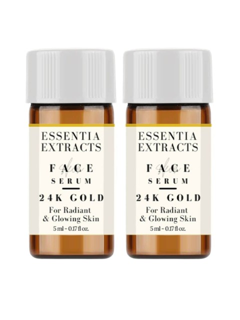 

ESSENTIA EXTRACTS Set of 2 Radiant & Glowing Skin 24 K Gold Face Serum - 5 ml Each, Brown