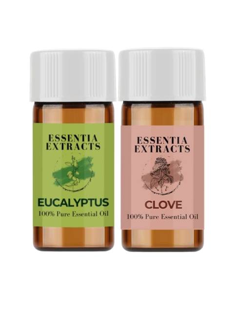 

ESSENTIA EXTRACTS Unisex Eucalyptus & Clove Essential Oil Combo 6ml, Transparent