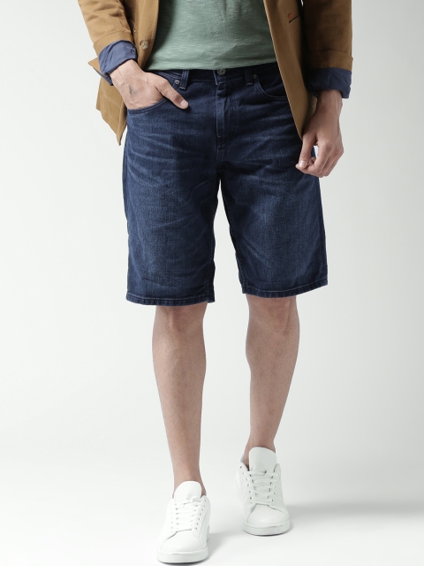 

Celio Men Navy Washed Denim Shorts, Navy blue