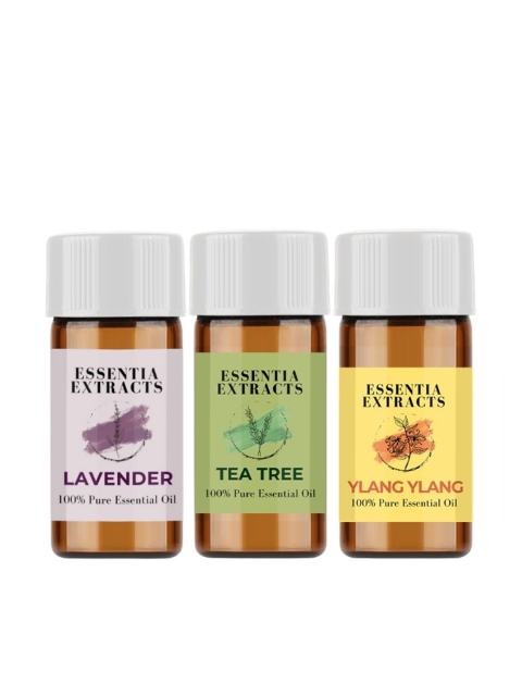 

ESSENTIA EXTRACTS Set Of 3 Lavender & Tea Tree & Ylang Ylang Essential Oil, Transparent