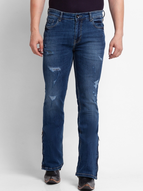 

mode de base Men Blue Bootcut Mildly Distressed Light Fade Stretchable Jeans