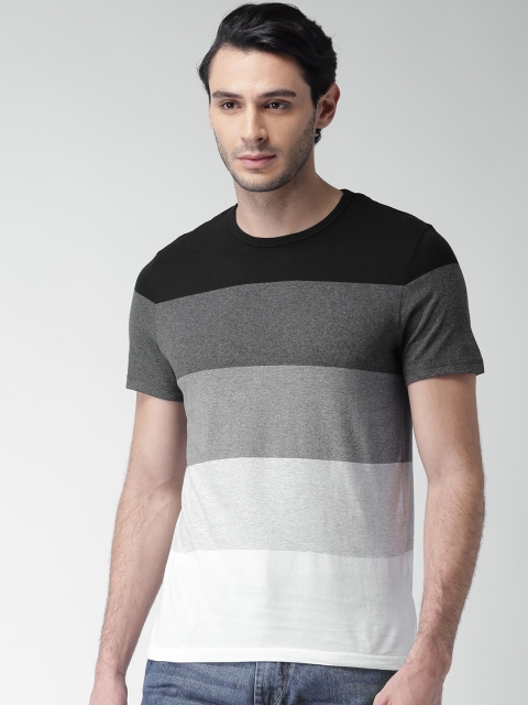 

Celio Men Grey Striped Round Neck T-shirt, Black