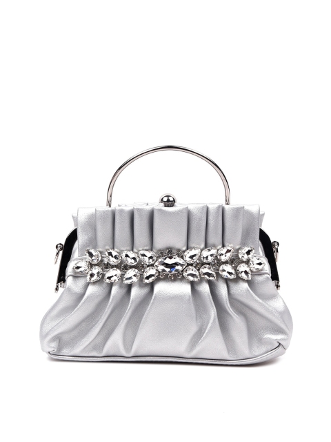 

ODETTE Silver-Toned Embellished Structured Handheld Bag