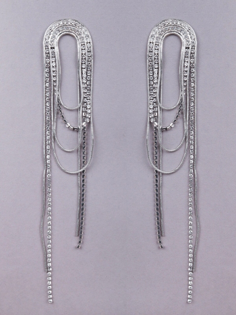 

ODETTE Silver-Toned Classic Drop Earrings
