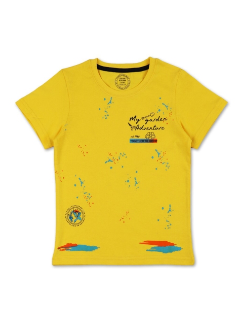 

Benny n Bunny Boys Yellow Typography Printed T-shirt