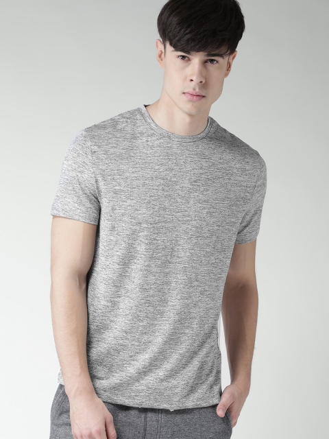 

Celio Men Grey Melange Colourblocked Back Round Neck T-shirt