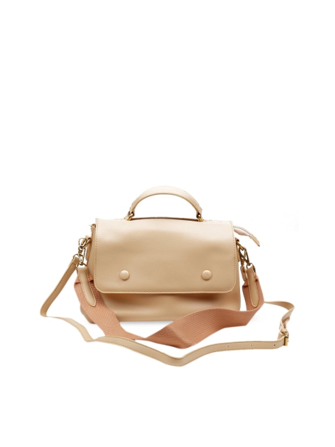 

ODETTE Beige Embellished Shopper Satchel with Bow Detail