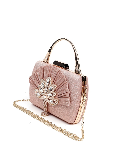 

ODETTE Gold-Toned & White Embellished Box Clutch
