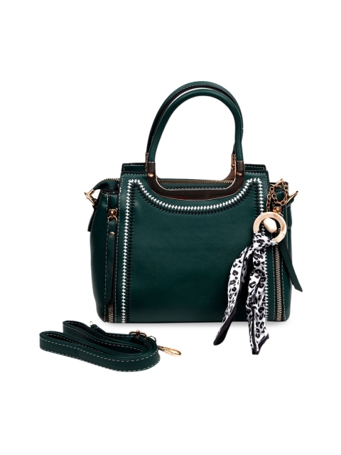

ODETTE Green Textured Structured Handheld Bag