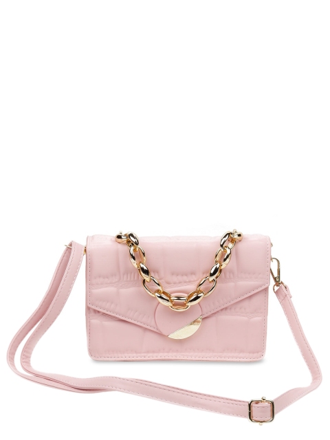 

ODETTE Pink Structured Handheld Bag with Quilted