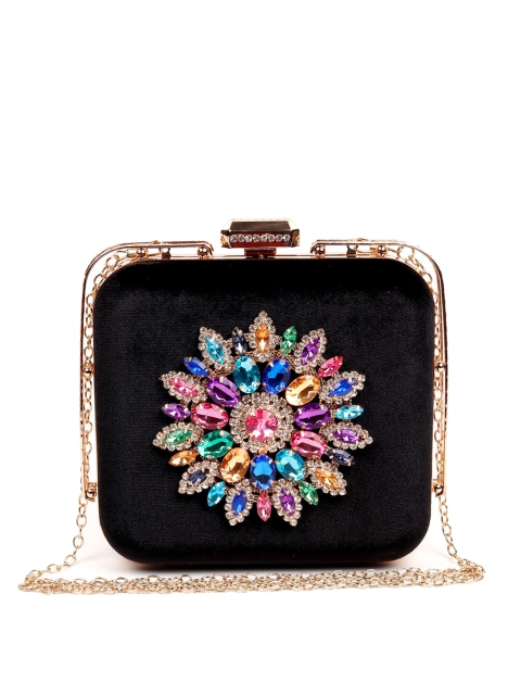 

ODETTE Black Embellished Structured Sling Bag