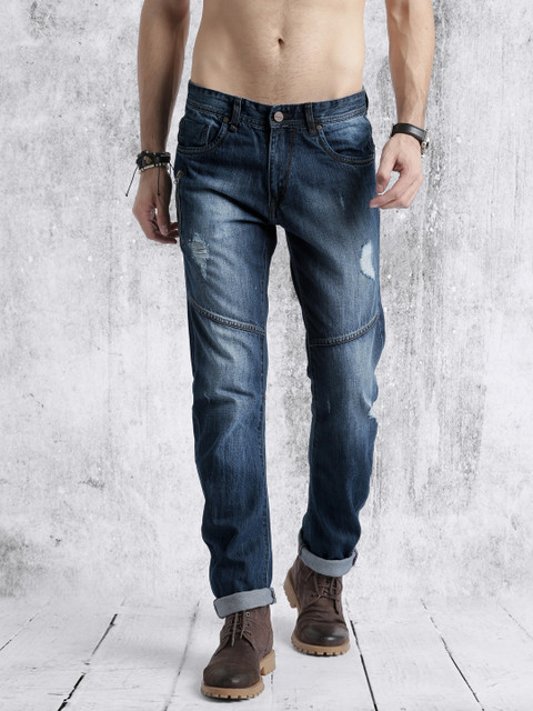 

Roadster Men Blue Banana Fit Mid-Rise Low Distress Jeans