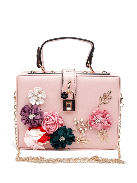 

ODETTE Pink Embellished Structured Handheld Bag
