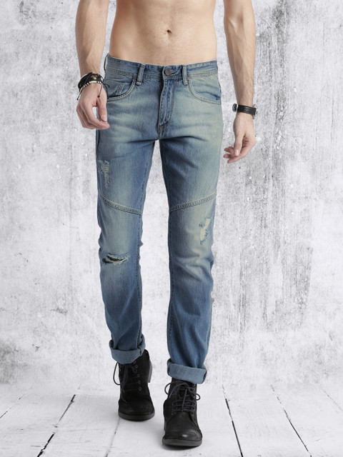 

Roadster Men Blue Banana Fit Mid-Rise Low Distress Jeans