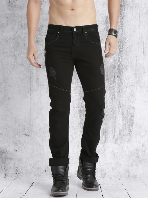 

Roadster Men Black Regular Fit Mid-Rise Low Distress Jeans