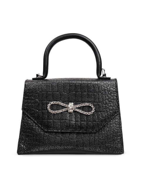 

ODETTE Pink Textured Structured Satchel with Bow Detail