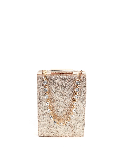 

ODETTE Gold-Toned Leather Textured Box Clutch