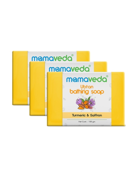 

Mamaveda Set of 3 Turmeric & Saffron Ubtan Premium Bathing Soap - 100 g Each, Yellow